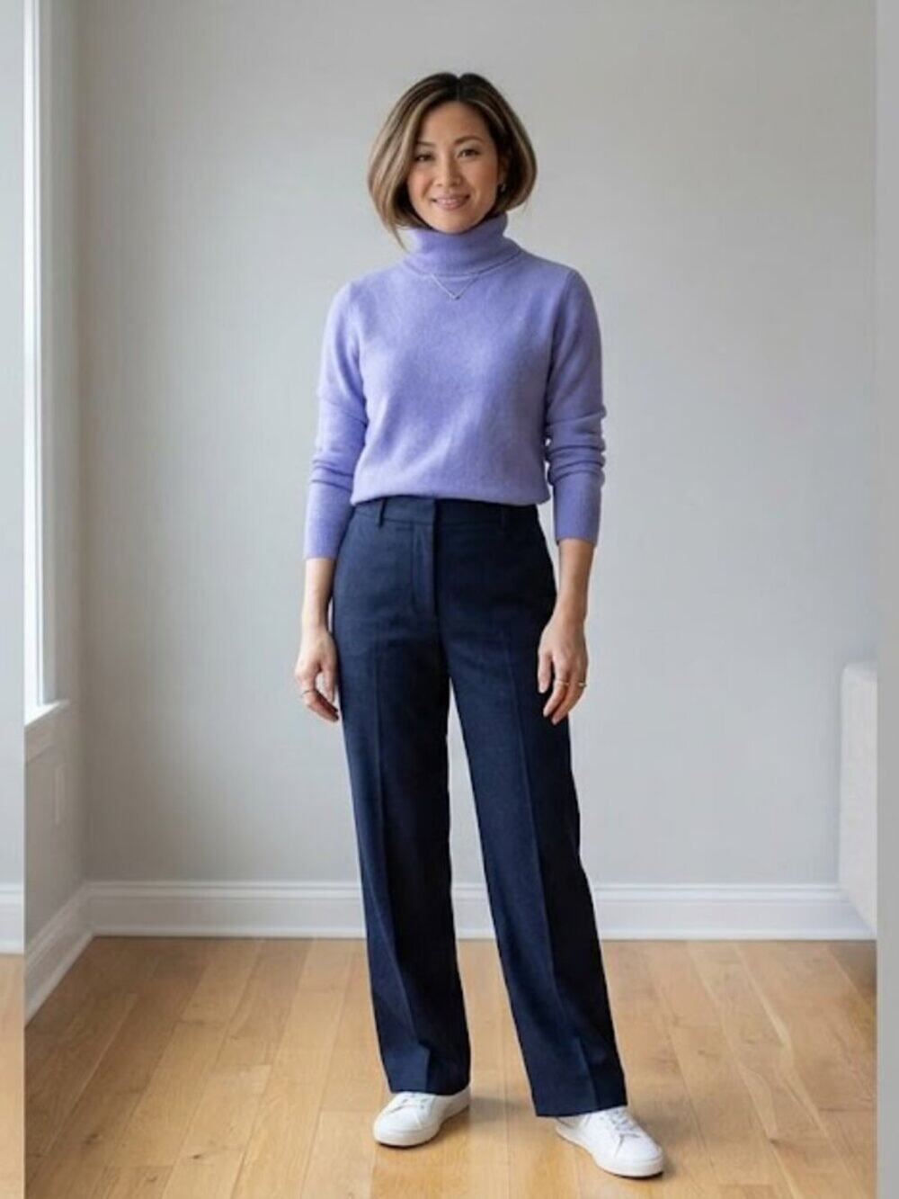 Banana Republic Lavender Cashmere Turtleneck Sweater Size M (20" Pit-to-Pit)